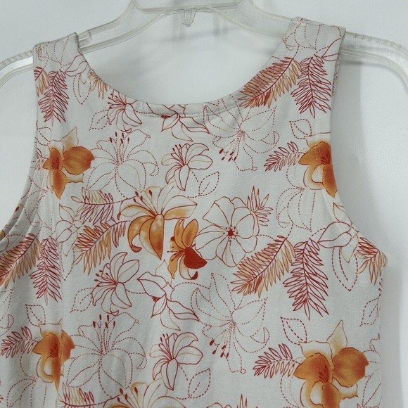 Vintage Y2K Faded Glory Floral Tank Top White Orange Built In Bra Stretch Size M - Picture 6 of 9